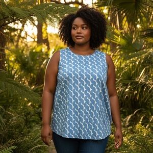 Joe Fresh NWOT 100% linen tunic, blue and white